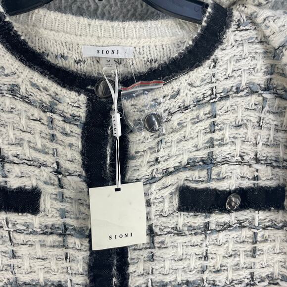 Sioni Cardigan Sweater Large Wool Blend Chunky Knit Black Prairie Granny Cottage - Picture 4 of 13